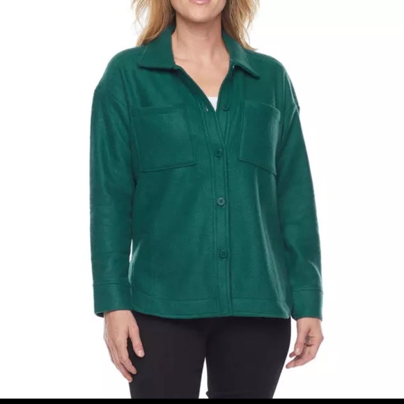 New Liz Claiborne Green Button Up Fleece Shacket Shirt Size 2T - Picture 1 of 11